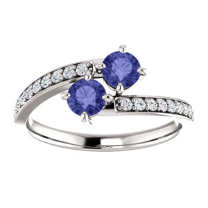 Tanzanite and Diamond Two Stone "Only Us" Ring in 14K White Gold