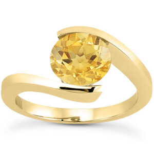 Tension-Set Bright Yellow Citrine Ring, 14K Yellow Gold