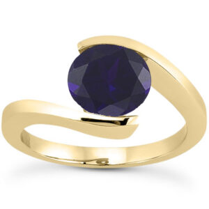 Tension Set Sapphire Engagement Ring in 14K Yellow Gold
