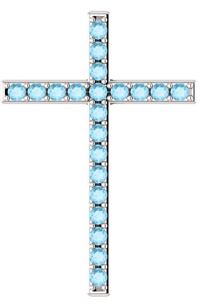 The Good Shepherd Aquamarine Cross Pendant in White Gold
