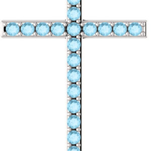 The Lord is My Shepherd Aquamarine Cross Pendant in Sterling Silver