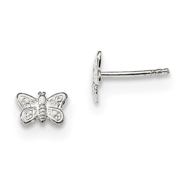Tiny Butterfly Stud Earrings, Sterling Silver