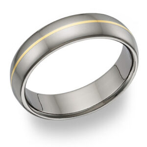 Titanium and 18K Gold Wedding Band Ring