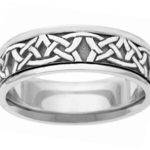 Traditional Celtic Wedding Band Ring in White Gold
