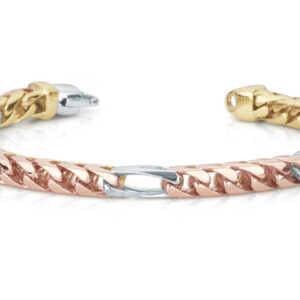 Tri-Color 14K Gold Handmade Link Bracelet