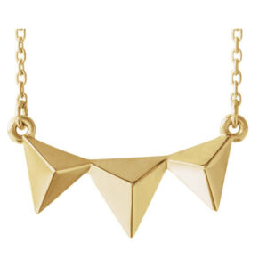 Triple Pyramid Necklace in 14K Yellow Gold