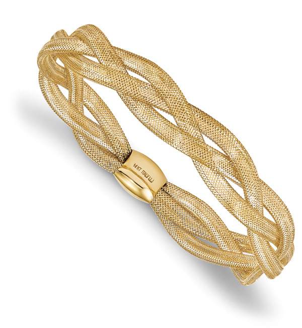 Triple-Strand Italian Stretch Bangle Bracelet, 14K Gold