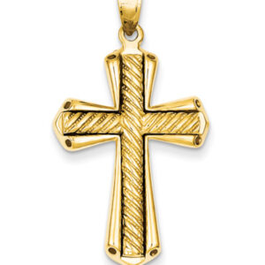 Twisted Textured Gold Cross Pendant in 14K Yellow Gold