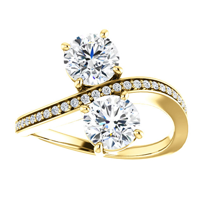 Two Stone CZ Ring in 14K Yellow Gold