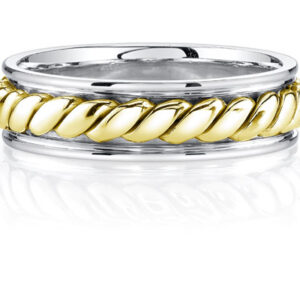 Two-Tone 14K Gold Rope Design Wedding Band Ring