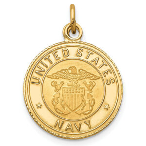 US navy medallion disc pendant 14k gold