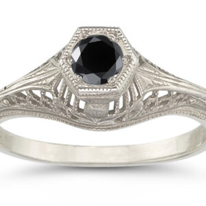Vintage Art Deco 1/4 Carat Black Diamond Ring