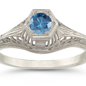 Vintage Art Deco 1/4 Carat Blue Diamond Ring