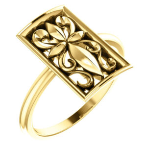 Vintage-Style Christian Cross Ring, 14K Yellow Gold
