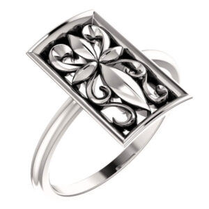 Vintage-Style Cross Ring in 14K White Gold
