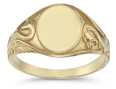 Welsh Dragon Signet Ring in 14K Gold