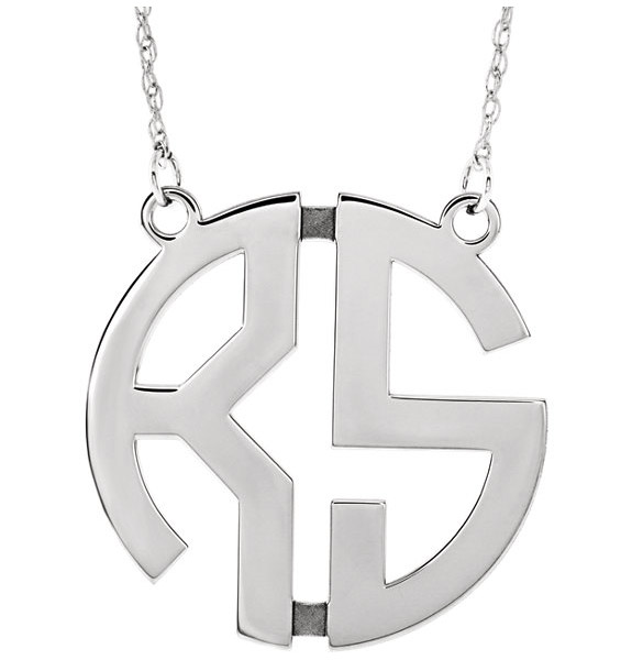 White Gold 2-Letter Monogram Necklace for Women