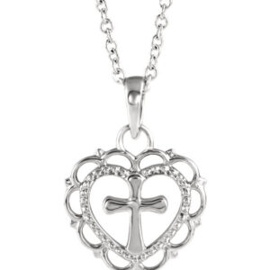 With All My Heart Cross Necklace in Sterling Silver