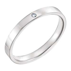 Women's 2.5mm Flat Diamond Wedding Band Ring, 14K White Gold