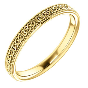 Women's Celtic Milgrain Wedding Band Ring in 14K Gold