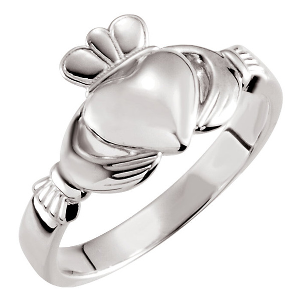Women's Claddagh Ring in 14K White Gold