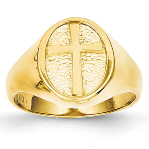 Women's Cross Signet Ring, 14K Gold