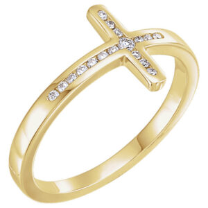 Women's Diamond Cross Ring in 14K Gold