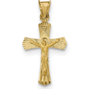 Women's Diamond-Cut Crucifix Necklace in 14K Gold