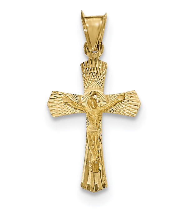 Women's Diamond-Cut Crucifix Necklace in 14K Gold