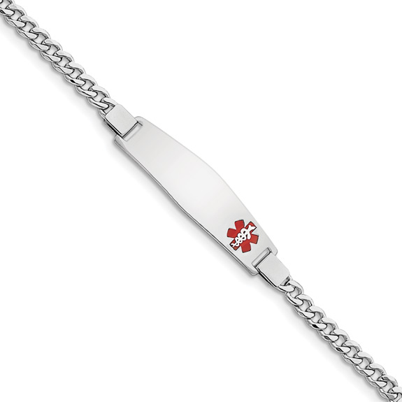 Women's Medical ID Curb Bracelet in Sterling Silver