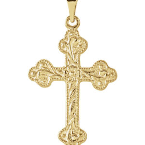 Women's Paisley Flower Cross Pendant in 14K Gold