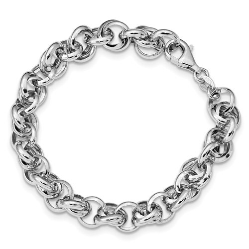 Women's Polished Fancy Link Bracelet in Sterling Silver