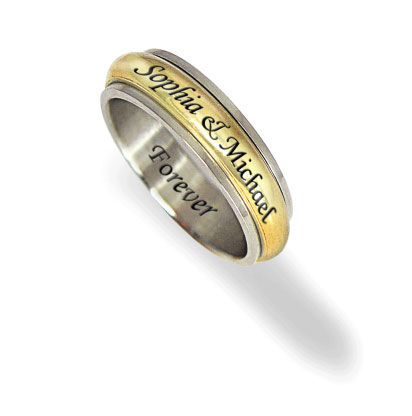 Women's Stainless Steel and Gold Tone 6mm Personalized Spinner Ring