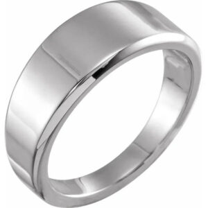 Women's Sterling Silver Tapered 8mm Wide Plain Band