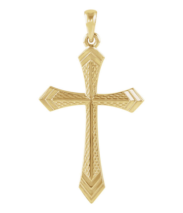 Women's Textured Twoedged Sword Cross Pendant in 14K Gold