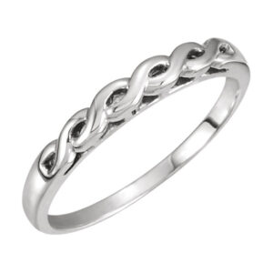 Woven Infinity Wedding Band Ring, 14K White Gold