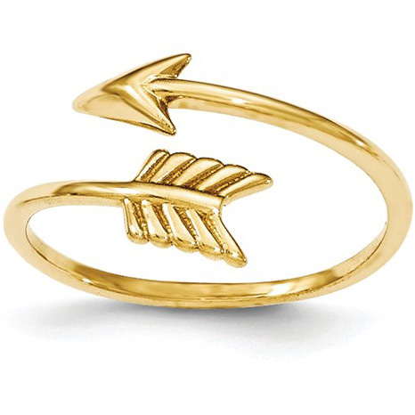 Wrap-around Adjustable Arrow Ring in 14K Yellow Gold