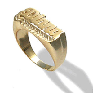 Yellow Gold Personalized Diamond-Cut Name Ring