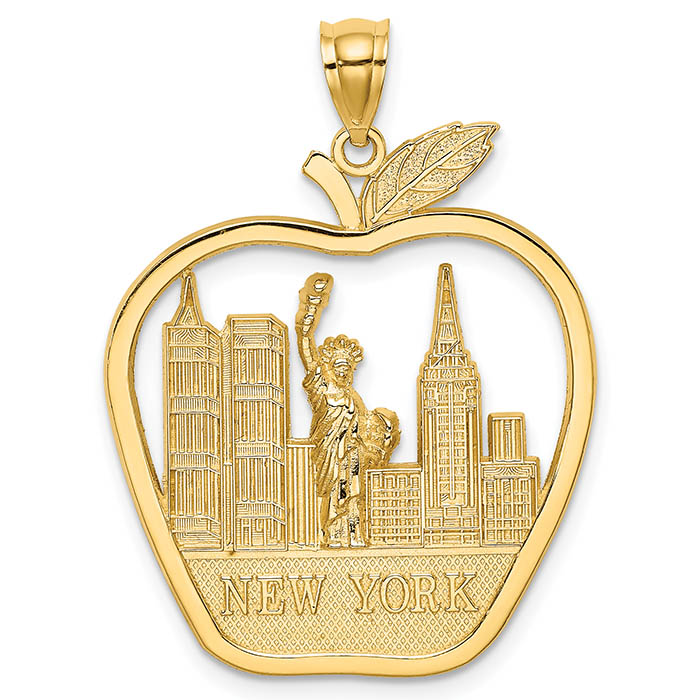 big apple large new york statute of liberty pendant 14k gold