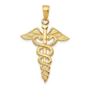 caduceus pendant 14k gold