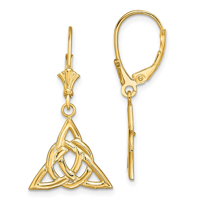 celtic trinity knot earrings 14k gold