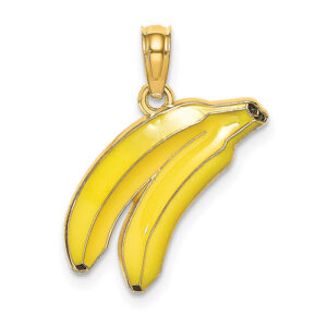 enameled bananas pendant 14k gold