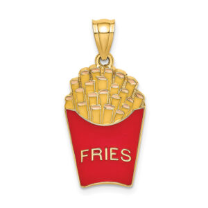 enameled french fries pendant 14k gold