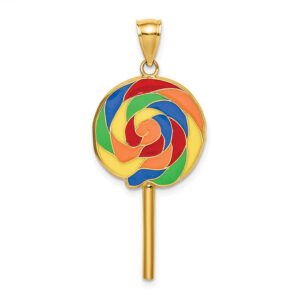 enameled lollipop pendant 14k gold