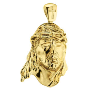 face of jesus christ pendant in 14k gold with cross