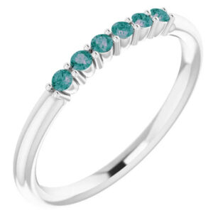 genuine alexandrite stackable gemstone ring 14k white gold