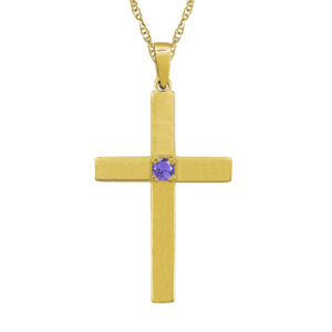 gold birthstone cross necklace