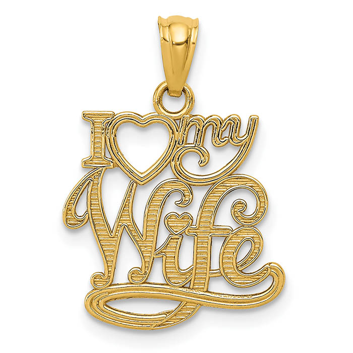 i love my wife 14k gold pendant
