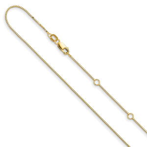 italian 0.85mm 14k solid gold adjustable box chain necklace, 16-18 inches