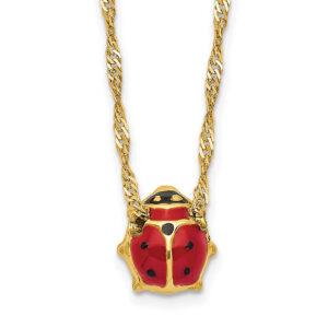 italian ladybug charm necklace 14k gold